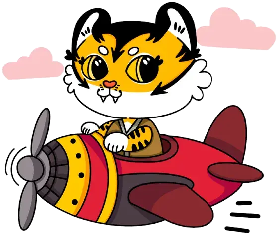 Tiko flying a plane