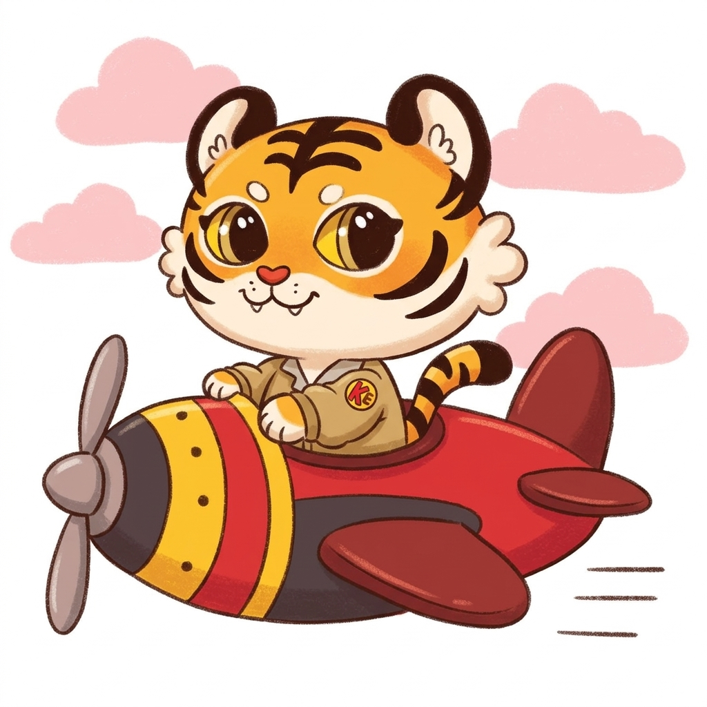 Tiko flying a plane